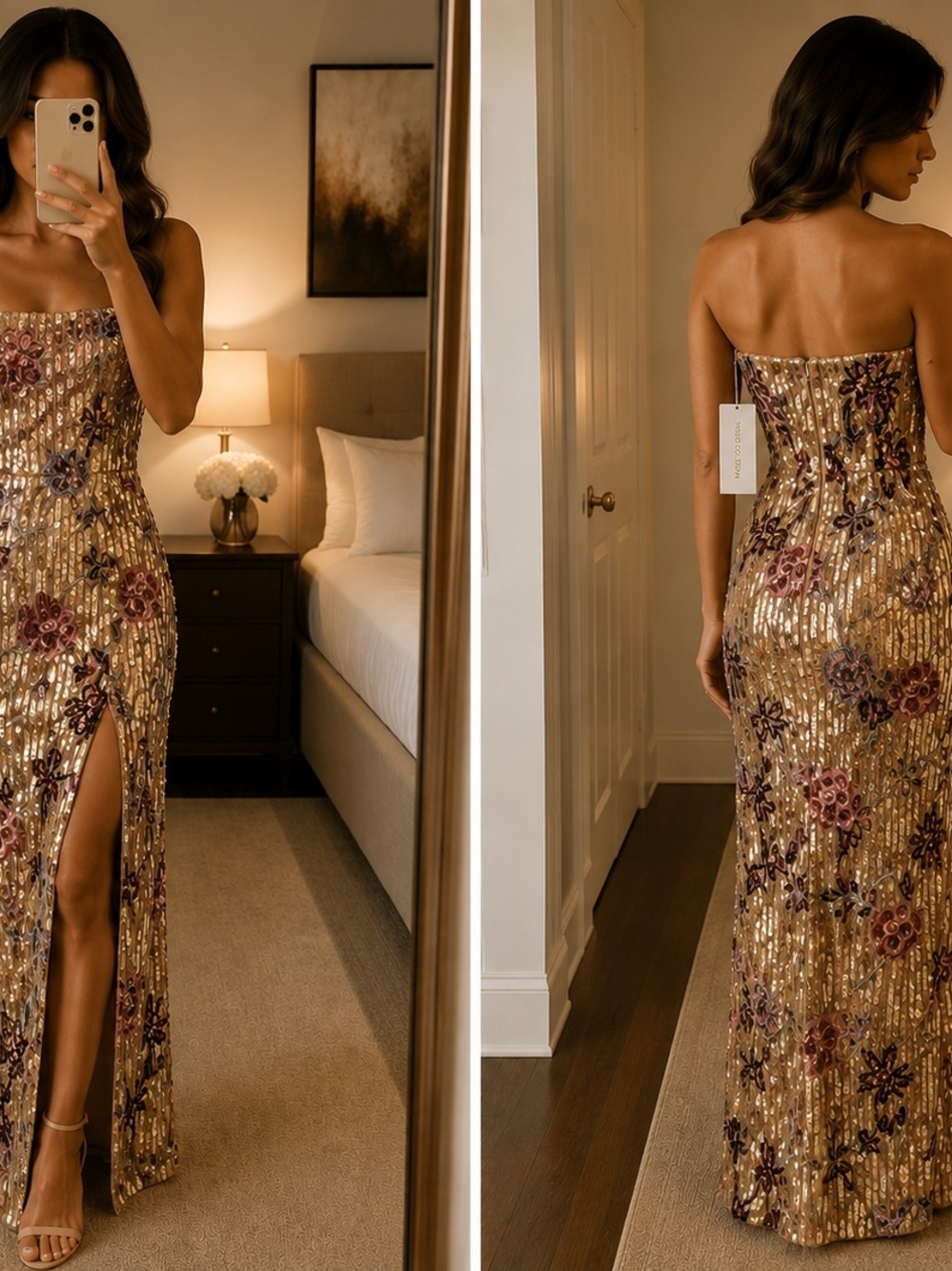 ✨ Mac Duggal Sequin Floral Midi Dress | NWT